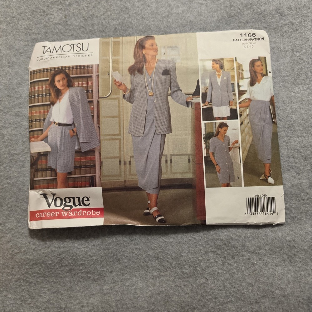 Vogue 1166 Misses Jacket Dress Top Skirt Shorts Tamotsu Designer size 6-10 Uncut